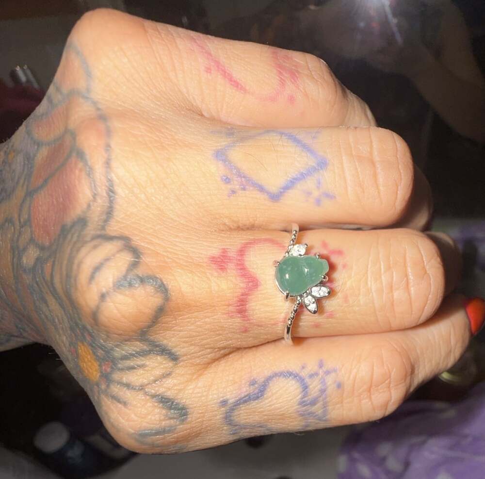 Grade A Jadeite Jade Silver tone/brass Ring Adjustable Silver green
